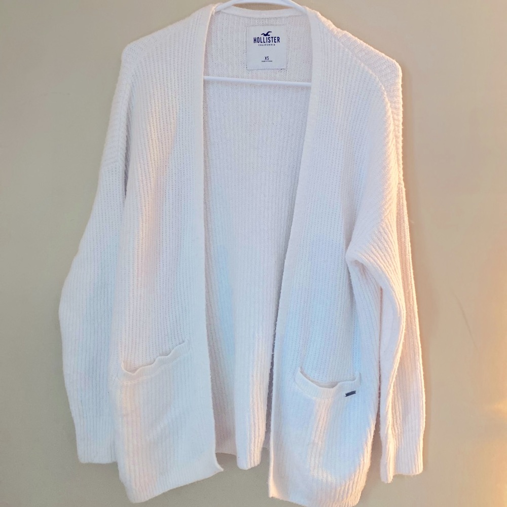 Hollister white cardigan XS